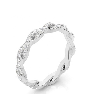 925 Sterling Silver 18K White Gold Wedding <b>Ring</b> VVS Moissanite Round Cut Diamond Inlay for Women High Quality <b>Fine</b> Jewelry - Product Image 1