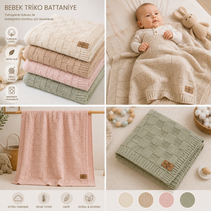 Wholesale Baby Knitted Blankets Soft Breathable Cotton Cable Knit Infant Nursery Receiving Blanket Supplier From Denizli Turkey - Product Image 4