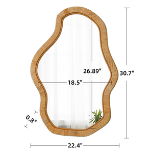 Miroirs muraux en rotin du Vietnam de forme irrégulière unique, artisanat encadré pour un design scandinave - Product Image 1