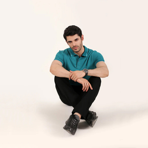 Camiseta Deportiva WAGSAM para Hombre, de Color Sólido, Manga Corta, Transpirable, Tejida en Poliéster/Algodón, Estilo Casual, Verde Azulado - Product Image 2