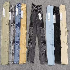 Jeans baggy à jambes larges pour garçons Salopette en denim délavé Pantalon évasé Tissu tricoté décontracté Tendance Confortable Streetwear - Product Image 5