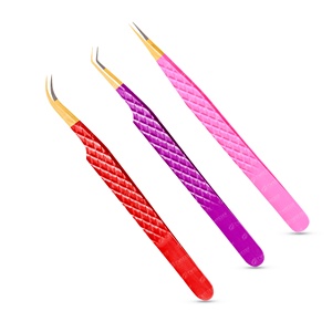 แหนบต่อขนตาแบบมีหลายสีแหนบปลายเส้นใยสแตนเลสแบบญี่ปุ่น - Product Image 5