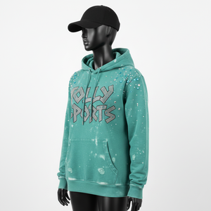 Sudadera con Capucha para Mujer, Algodón Premium, Felpa de Poliéster, Color Verde Azulado, Transferencia de Calor con Pedrería, Logotipo Personalizado, Sudaderas Básicas para Mujer - Product Image 4