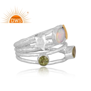 Último diseño de plata de ley fina, Ópalo etíope Natural y Peridoto, anillo espiral de piedras preciosas, fabricante de joyería de diseño personalizado - Product Image 3