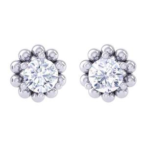 Pendientes de Plata de Ley 925 con Circonita Suiza y Baño de Platino, Diseño de Bola Solitaria, para Mujeres y Niñas - Product Image 1