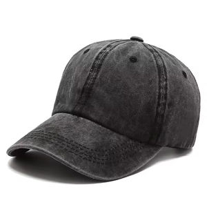 Casquette de baseball en toile sportive personnalisée de haute qualité avec logo personnalisé, lavée, délavée, 100% coton, 6 panneaux, visière brodée, style vintage - Product Image 3