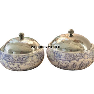 Nouvel arrivage de chauffe-plats en métal design personnalisé casserole fantaisie de forme ronde vaisselle de table chauffe-plats en métal vente chaude - Product Image 5