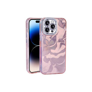 Funda de Lujo Rosa para iPhone 15 Pro, Funda de Silicona Antigolpes con Airbag, Detalles de Piedras Brillantes y Escarcha, Funda para Teléfono Móvil para 14 - Product Image 1