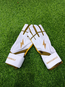 Guantes de Bateo de Cuero Blanco, Ecológicos, Ambidiestros, Acolchados, con Cierre de Velcro, Unisex, para Adultos, para Entrenamiento - Product Image 1