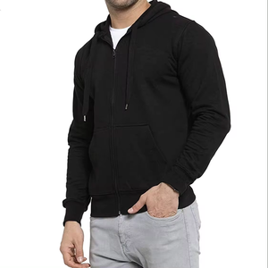 Sudadera con capucha de algodón negro con patrón sólido Unisex 2024, ropa de invierno con cremallera, diseñador bordado, Otoño, teñido liso, personalizable - Product Image 4