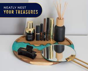 Plateau en bois et résine artisanal écologique nouvelle tendance pour la décoration intérieure minimaliste moderne avec style fonctionnel et attrait naturel - Product Image 5