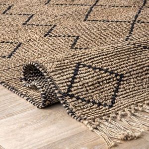 Jute tressé fleur marguerite ronde cousue à la main tapis rond décoratif salon décor à la maison tapis conception plat tissage tapis - Product Image 3