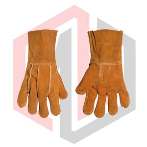 Short Length Mig Tig Stick Welding BBQ <b>Grill</b> Fireplace Tear-Resistant 11 oz Knit Wrist Heat <b>Fire</b> Resistant Leather Gloves - Product Image 5