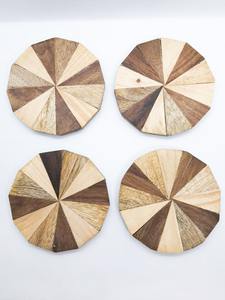 Posavasos de madera redondos para Barra de Casa Juego de posavasos de madera Posavasos de madera redondos personalizados - Product Image 4