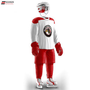 Maillots de hockey sur glace d'équipe 100% personnalisés en polyester unisexe OEM vêtements de sport personnalisés avec broderie et sublimation Style d'ensemble - Product Image 2