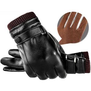Gants en cuir d'hiver personnalisés de haute qualité doublés de laine Gants en cuir chauds coupe-vent pour l'extérieur - Product Image 2