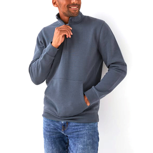 Sweat-shirt à demi-zip pour homme, style hiver, manches longues, uni, teinture unie, 100% coton, séchage rapide, style streetwear, haute qualité, prix bas - Product Image 1