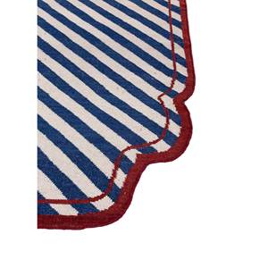 Tapis en laine tissée plate bleu Alhambra, fait main, classique, rayé, rectangulaire, pour la maison, le salon, le couloir, haute viscose - Product Image 4