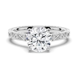 Anillo Solitario Antiguo de Oro de 9K con Diamante Moissanita de Corte Redondo, Elegantes Anillos de Moissanita - Product Image 5