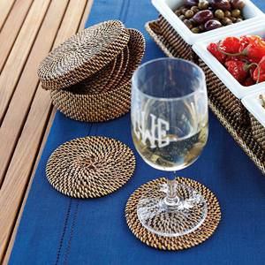 Set of 6 Handcrafted Rattan <b>Woven</b> <b>Coasters</b> by Vietnamese Artisans <b>Coaster</b> Holder Included-Mat & Pads Wholesales - Product Image 5