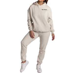 Sudadera con capucha de gran tamaño para mujer Logo personalizado 100% algodón francés transpirable Puff bordado suelto de talla grande invierno - Product Image 4