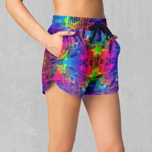 Pantalones cortos deportivos con estampado de sublimación transpirable de cintura alta para mujer, temporada de verano, pantalones cortos de Yoga y correr de talla grande - Product Image 4