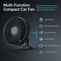 Ventilateur de voiture portable USB 3 options de fixation : ventouse, pince de ventilation, pince d'appui-tête – Ventilateur de refroidissement universel réglable