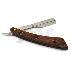 Rasoir droit en bois avec support de lame à 3 trous, logo personnalisé, rasoir de barbier, verrouillage à bascule, toilettage professionnel - Product Image 3
