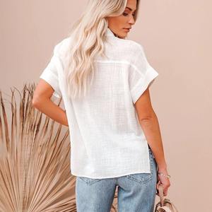 100% Organic Cotton Wholesale Shirt Casual Half Sleeves Woman Shirts Stylish Design Summer Women's Shirts - Product Image 3