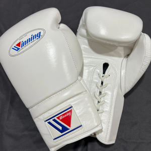 Gants de boxe en cuir Winning, équipement de combat professionnel, qualité supérieure, 100% cuir véritable, lacets, blanc, gants d'entraînement de boxe - Product Image 4