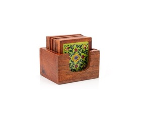 Direct Manufacturer Exporter's High Quality Customized Mango Wood <b>Tea</b> Coaster <b>Set</b> Classic Fancy Design <b>Wooden</b> Table Top Pad - Product Image 1