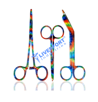 Kit chirurgical 4 pièces en acier inoxydable de qualité supérieure : Ciseaux à pansements 5,5 po, Ciseaux à points 4,5 po, Pinces hémostatiques droites/courbées 5,5 po, CE