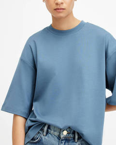 Camisetas extragrandes de alta calidad para mujer, camisetas cómodas de gran tamaño con logotipo personalizado de punto de algodón suave transpirable de secado rápido para mujer - Product Image 5