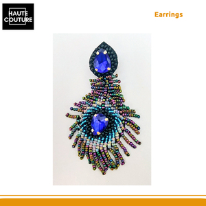 100%, ropa de mujer hecha a mano, pluma de pavo real bordada a mano, pendientes de cuentas de arcoíris del fabricante de origen indio - Product Image 6