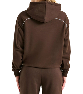 Conjunto Deportivo para Mujer, Color Marrón, con Capucha, 100% Algodón, Manga Larga, Color Sólido, Corte Regular, Sudadera y Pantalones - Product Image 4