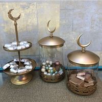 Uitstekende Kwaliteit Nieuwe Aankomst Hoge Kwaliteit Metalen Islamitische Kom Vorm Ramadan Gebruik Eid Mubarak Dessert Display Trays Voor Ramadan Party