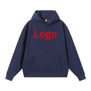 Sweats à capuche pour hommes en vrac, couleur unie, poids lourd, avec logo personnalisé, survêtement en coton vierge décontracté de luxe, broderie en polaire unisexe - Product Image 2