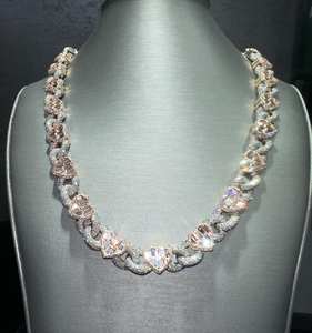 Pass Diamond Tester GRA Hip Hop S925 Silver Iced Out Bling 3 rangées 14mm 16mm 18mm 20mm VVS Moissanite Cuban Link Chain pour homme - Product Image 4