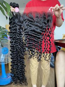 Cheveux humains de taille longue 4 faisceaux avec cheveux vietnamiens doux toute texture mélange fermeture/frontale pour tête complète Style ondulé vague naturelle - Product Image 2