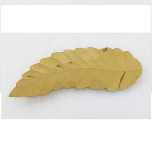 Plateau de service alimentaire de qualité supérieure en fer, forme de feuille d'or, design moderne, taille personnalisable, logo, pour fruits secs - Product Image 3