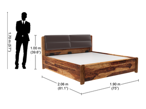 Lit king-size en bois de sheesham naturel tendance, meubles de chambre à coucher décoratifs pour la maison, acheter auprès d'un fournisseur indien - Product Image 3