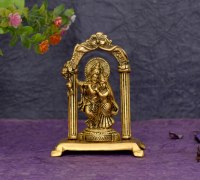 Nouvelle collection de Statue en métal plaqué or pour Couple religieux Hindu Radha Krishna mandr pour décoration de la maison et cadeaux