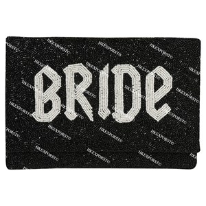 Pochette perlée de mariée rose, noire et blanche faite à la main sac de soirée élégant pour les mariées sac de soirée perlé de luxe pour les mariages - Product Image 2