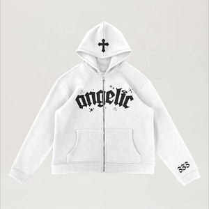 OEM Venta al por mayor Full Zip Up Hoodie Personalizado Puff Imprimir Cremallera Sudadera con capucha Oversized Unisex Winter Streetwear Hoodie para hombres y mujeres - Product Image 6