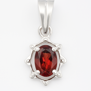 Colgante Minimalista de Plata de Ley 925 con Granate Rojo Natural, Chapado en Rodio, Ovalado, Joyería de Piedra de Nacimiento de Enero para Regalo - Product Image 1