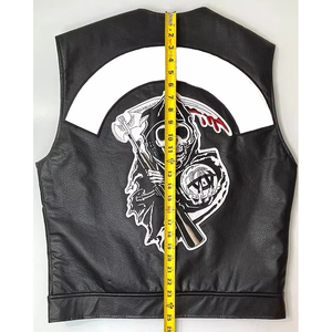 Men's Genuine Premium Cowhide Leather Motorbike <b>Vest</b> Top Leather <b>Black</b> <b>Vest</b> Men's Biker Slim Fit Motorcycle <b>Vest</b> - Product Image 3