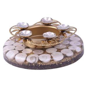 Bougeoir décoratif en pierre de cristal pour Diwali Christmas Navratri Votive Stand pour salon chambre table à manger Puja - Product Image 2