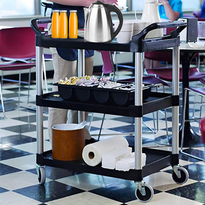 Custom Catering Equipment 3 Tier Restaurant Service Plastic Kitchen <strong>Trolley</strong> Rolling Food Cart - Product Image 3
