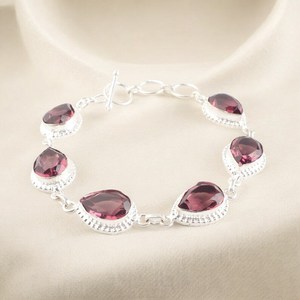 Pulsera de Plata Hecha a Mano con Circonita Natural de 7 a 9 Pulgadas, Plata de Ley 925, Diseño Clásico Simple y Lujoso, Joyería, Regalo de Aniversario - Product Image 1