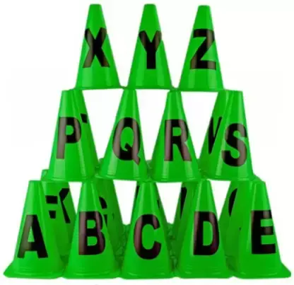 Cônes d'écriture en plastique Durable avec impression d'alphabet en différentes couleurs pour l'éducation des enfants et le jeu d'entraînement sportif